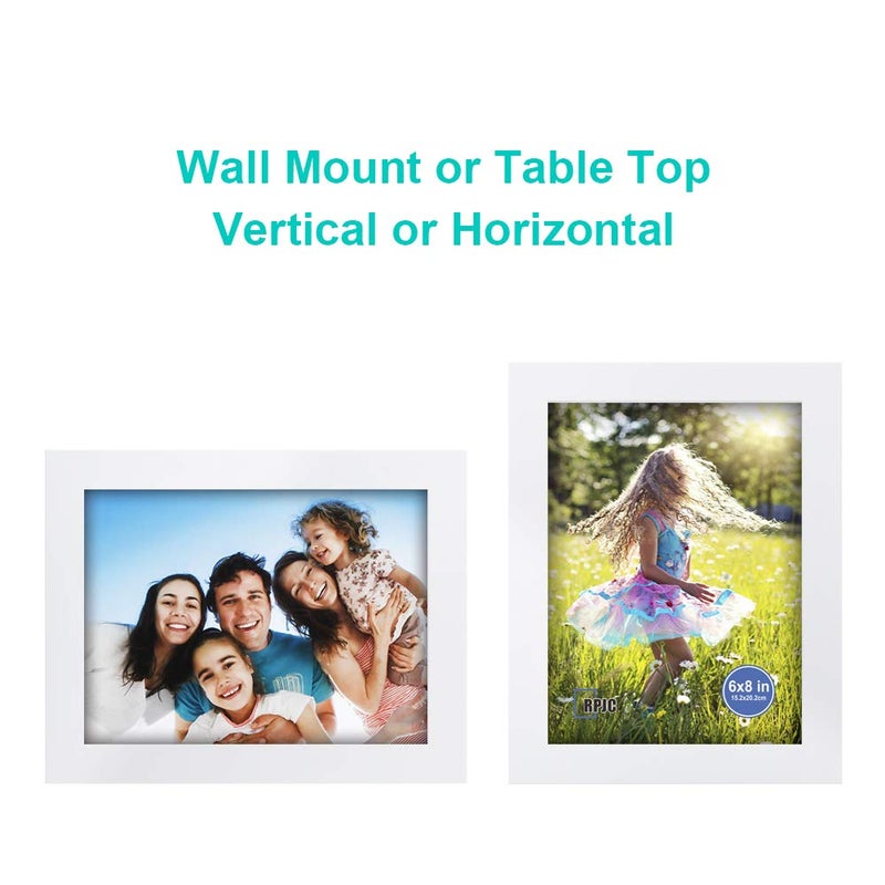 RPJC 6x8 inch Picture Frame Made of Solid Wood and High Definition Glass Display Pictures for Table Top Display and Wall Mounting Photo Frame White - Image 5